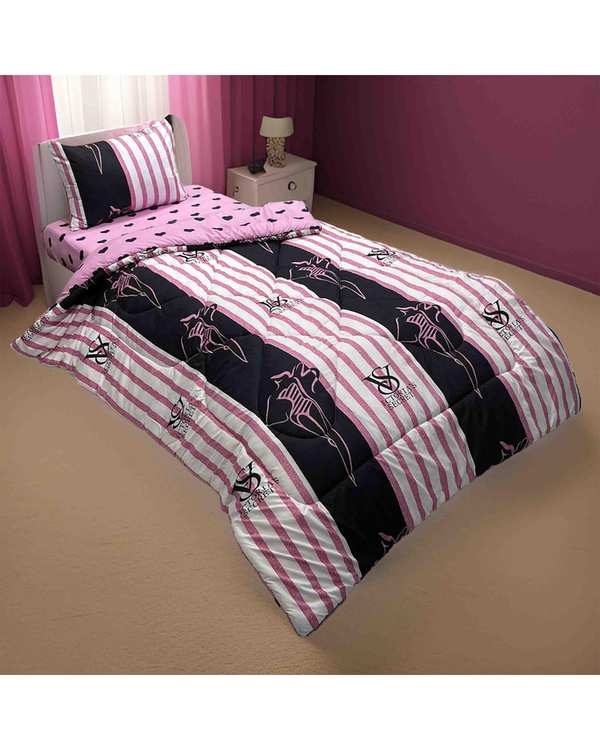 سرویس خواب یک نفره سه تکه صورتی مانیکا هوم Monica Home مدل ویکتوریا