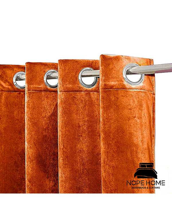 پرده آماده مخمل نوپه هوم Nopehome مدل پانچی نارنجی P03 سایز 140x280 سانتی متر - تصویر 2