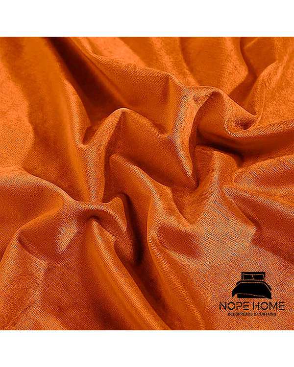 پرده آماده مخمل نوپه هوم Nopehome مدل پانچی نارنجی P03 سایز 140x280 سانتی متر - تصویر 3
