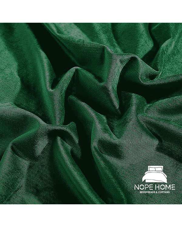 پرده آماده مخمل نوپه هوم Nopehome مدل پانچی سبز تیره P06 سایز 140x280 سانتی متر - تصویر 3