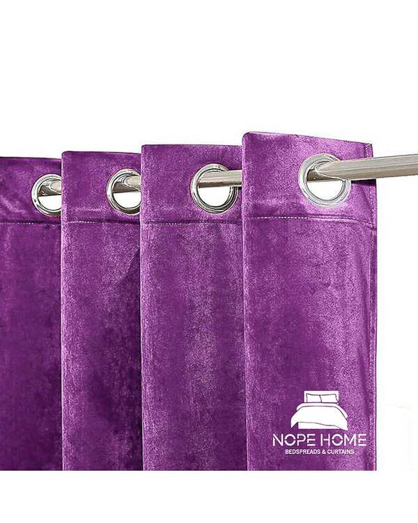 پرده آماده مخمل نوپه هوم Nopehome مدل پانچی یاسی P09 سایز 140x280 سانتی متر - تصویر 2