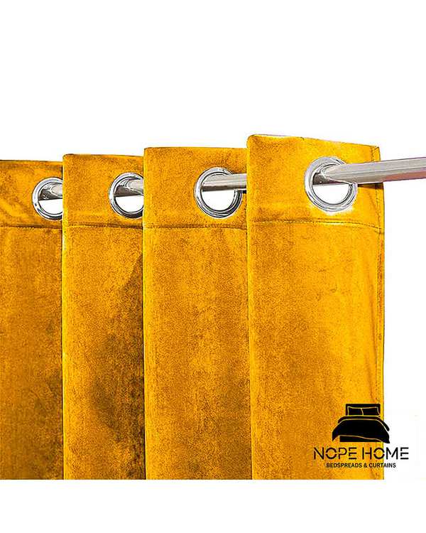 پرده آماده مخمل نوپه هوم Nopehome مدل پانچی زرد P10 سایز 140x280 سانتی متر - تصویر 2