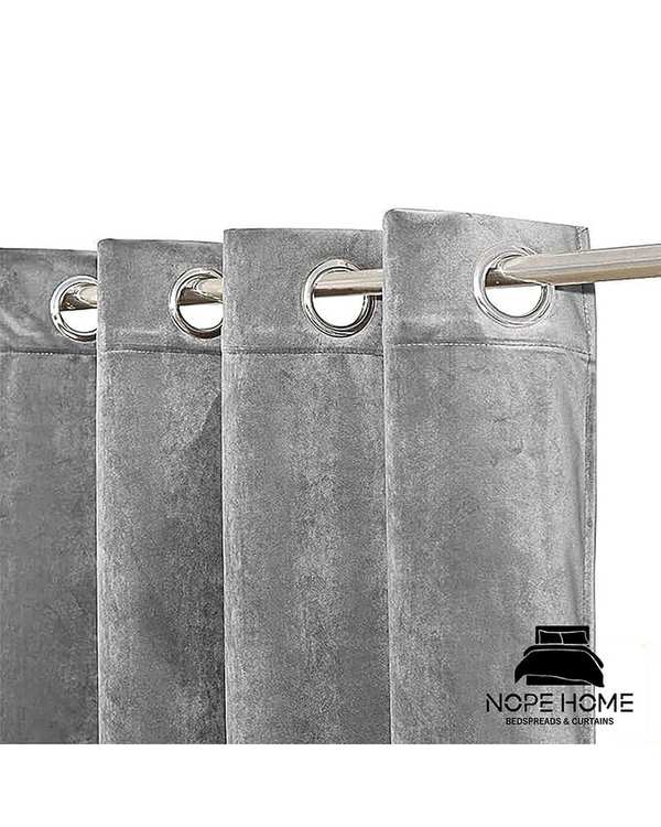 پرده آماده مخمل نوپه هوم Nopehome مدل پانچی طوسی روشن P13 سایز 140x280 سانتی متر - تصویر 2