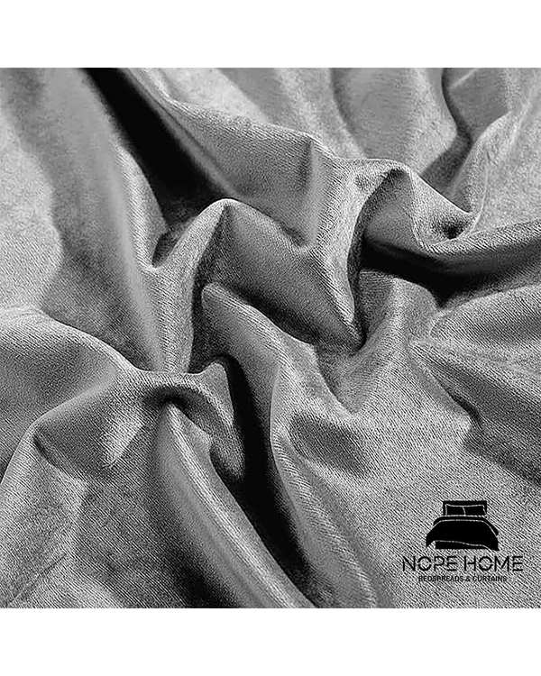 پرده آماده مخمل نوپه هوم Nopehome مدل پانچی طوسی روشن P13 سایز 140x280 سانتی متر - تصویر 3