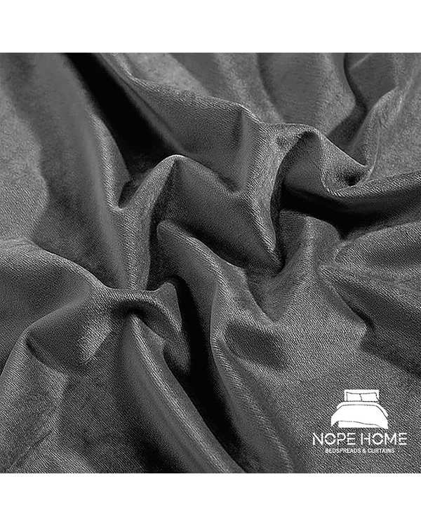 پرده آماده مخمل نوپه هوم Nopehome مدل پانچی طوسی تیره P14 سایز 140x280 سانتی متر - تصویر 3