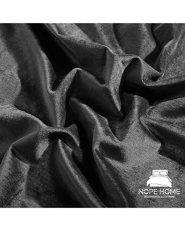 پرده آماده مخمل نوپه هوم Nopehome مدل پانچی مشکی P15 سایز 140x280 سانتی متر - تصویر 3