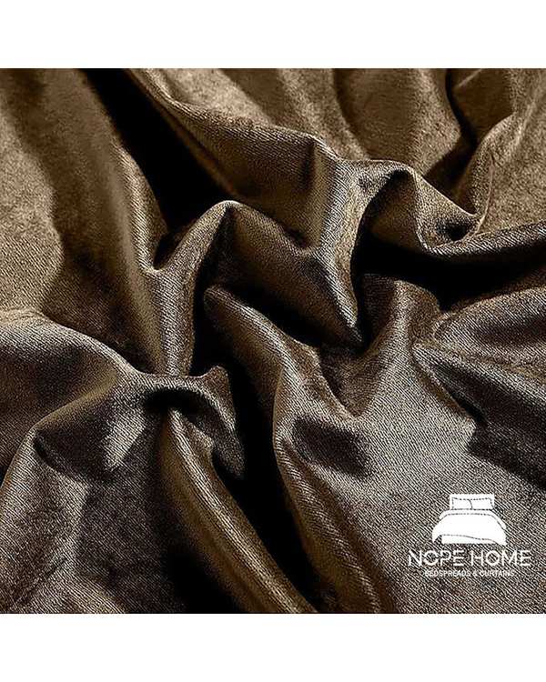 پرده آماده مخمل نوپه هوم Nopehome مدل پانچی قهوه ای P16 سایز 140x280 سانتی متر - تصویر 3