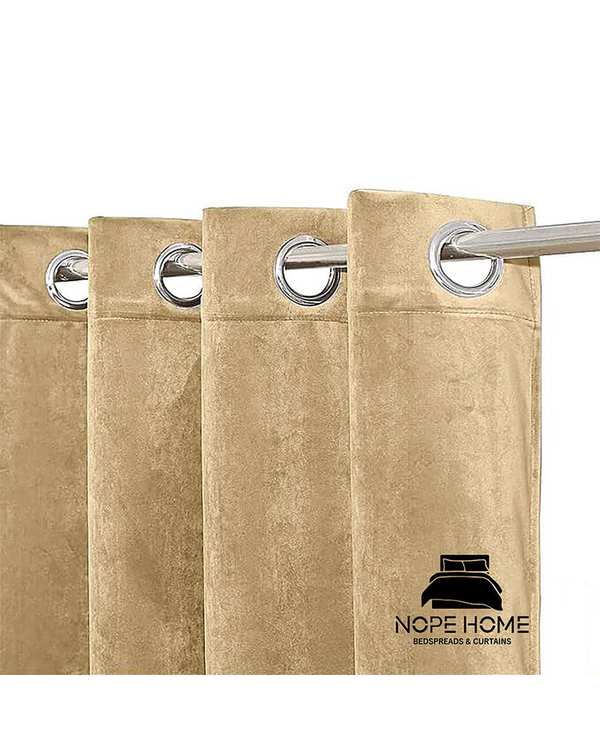 پرده آماده مخمل نوپه هوم Nopehome مدل پانچی کرم P18 سایز 140x280 سانتی متر - تصویر 2