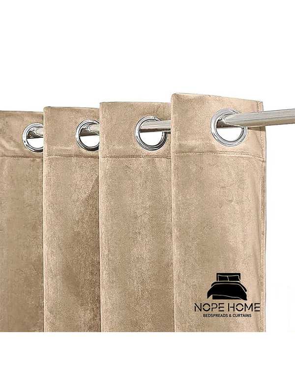 پرده آماده مخمل نوپه هوم Nopehome مدل پانچی بژ P20 سایز 140x280 سانتی متر - تصویر 2