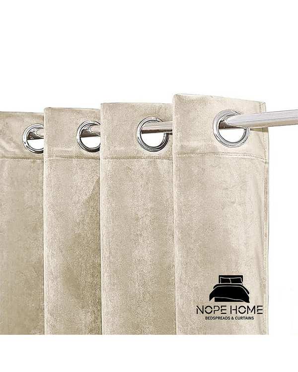 پرده آماده مخمل نوپه هوم Nopehome مدل پانچی استخوانی P21 سایز 140x280 سانتی متر - تصویر 2