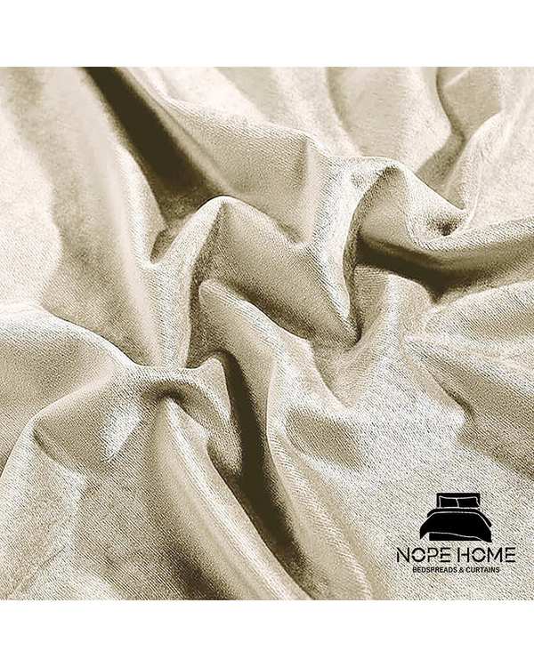 پرده آماده مخمل نوپه هوم Nopehome مدل پانچی استخوانی P21 سایز 140x280 سانتی متر - تصویر 3
