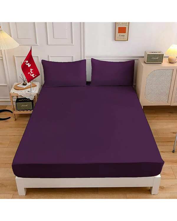 سرویس ملحفه و روبالشی یک نفره 3 تکه بنفش تیره نوپه هوم Nopehome طرح مینیمال کد A03