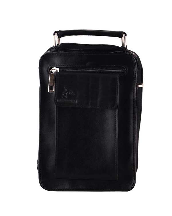 کیف چرم مردانه رودوشی مشکی چرم بارز Charm Barez مدل DG10.1