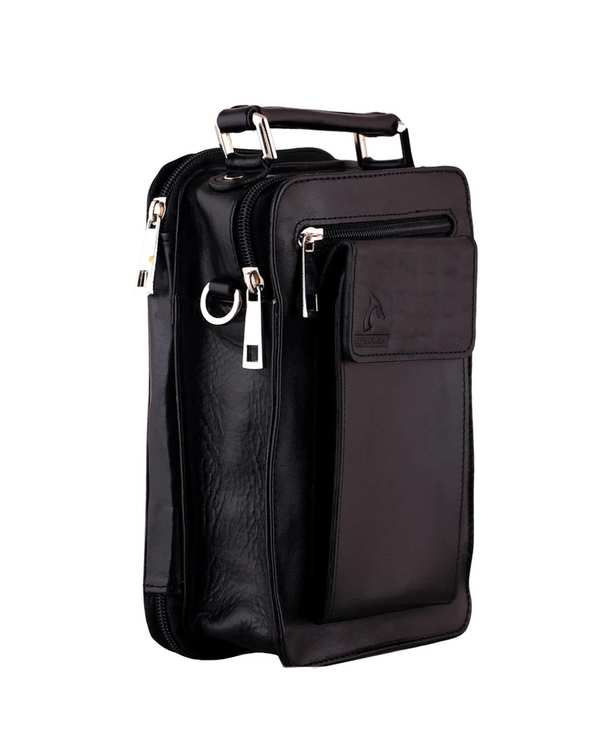کیف چرم مردانه رودوشی مشکی چرم بارز Charm Barez مدل DG10.1 - تصویر 2