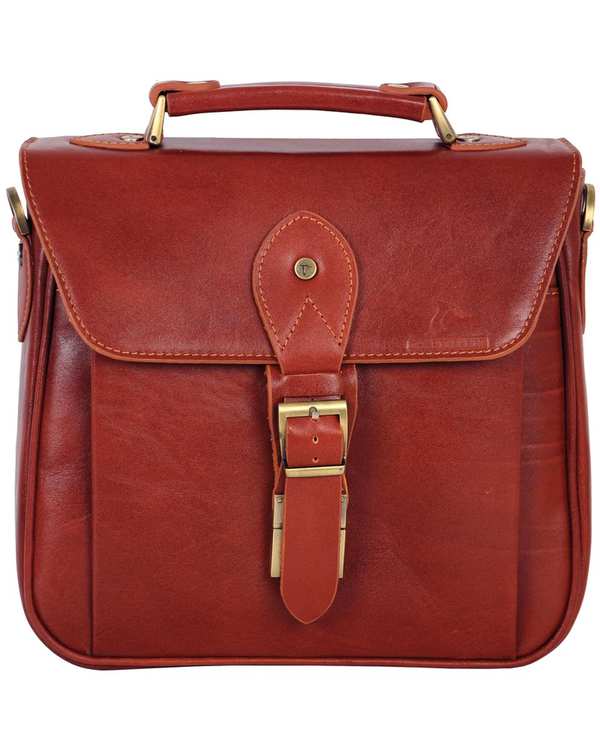 کیف چرم رودوشی عسلی چرم بارز Charm Barez مدل DG32