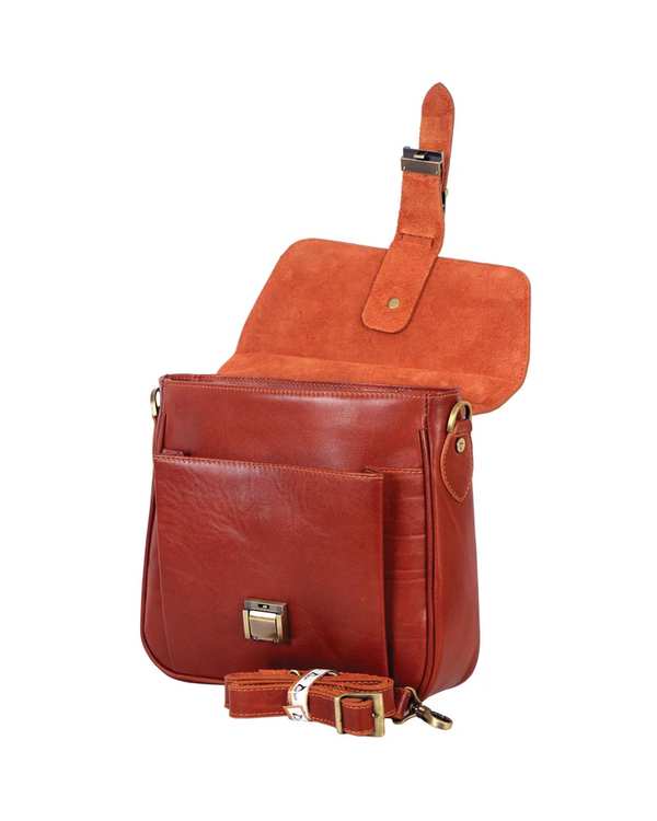 کیف چرم رودوشی عسلی چرم بارز Charm Barez مدل DG32 - تصویر 2