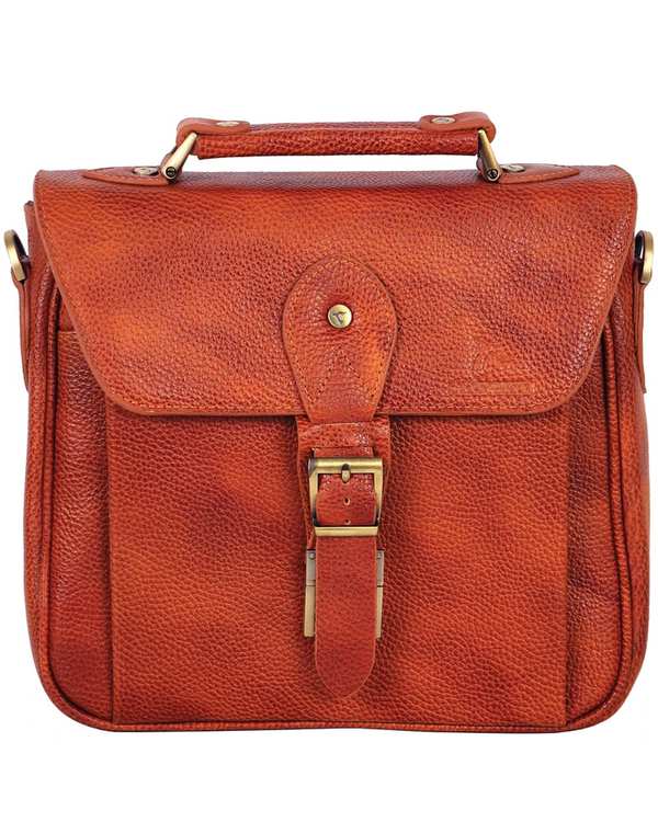 کیف چرم رودوشی عسلی چرم بارز Charm Barez مدل DG32.1