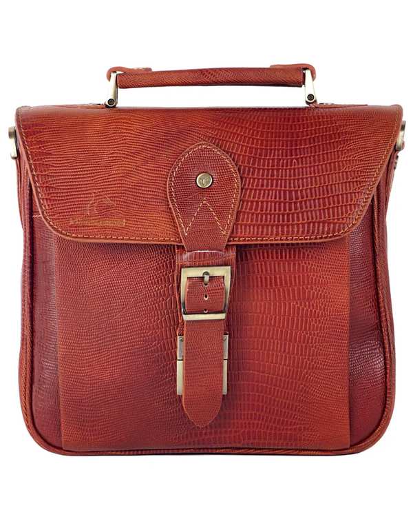 کیف چرم رودوشی عسلی چرم بارز Charm Barez مدل DG32.Lizard