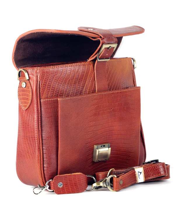 کیف چرم رودوشی عسلی چرم بارز Charm Barez مدل DG32.Lizard - تصویر 3