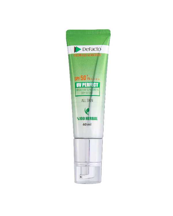 کرم ضد آفتاب بی رنگ SPF50 دیفکتو Defacto مدل Herbal مناسب انواع پوست 40ml