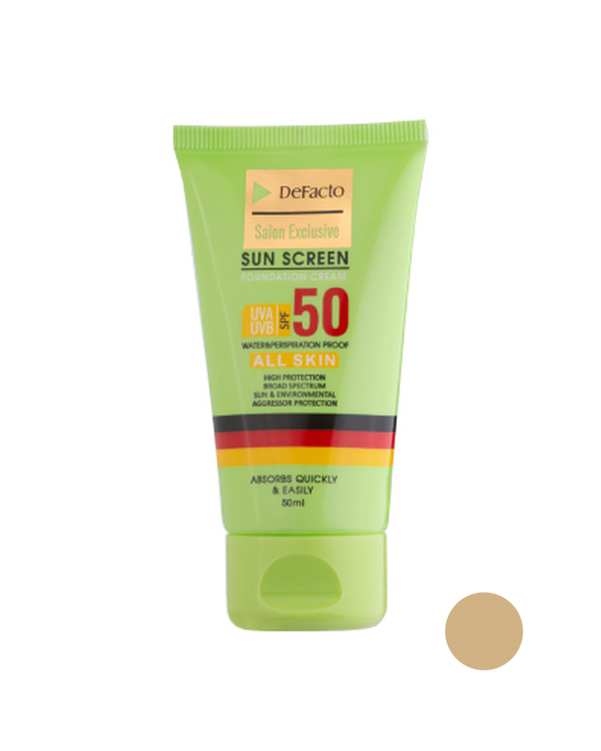 کرم ضد آفتاب رنگی SPF50 دیفکتو Defacto مناسب پوست چرب شماره 1 حجم 50ml