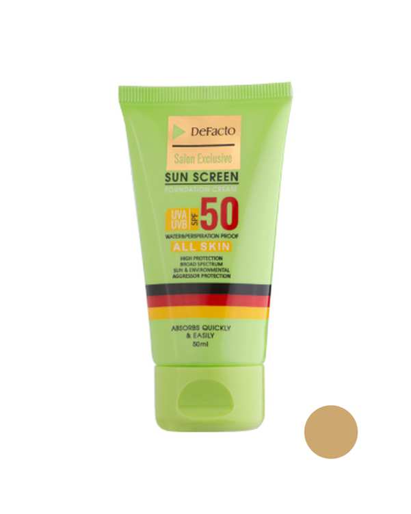 کرم ضد آفتاب رنگی SPF50 دیفکتو Defacto مناسب پوست چرب شماره 2 حجم 50ml