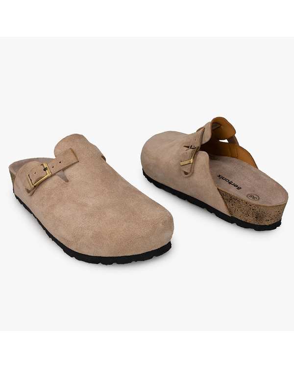 صندل چرم زنانه خاکی برتونیکس Berttonix مدل اسلیپر کد PS-0323 - تصویر 2