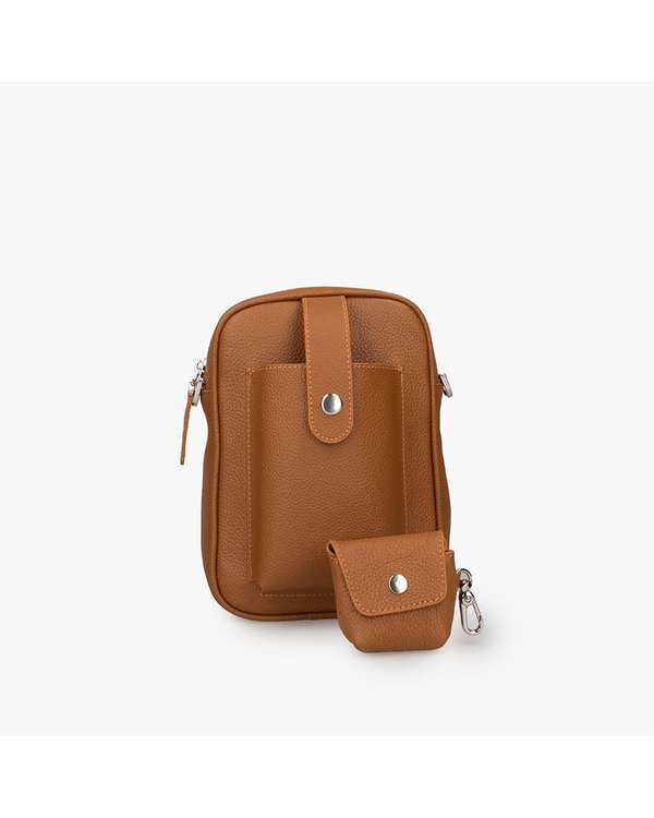 کیف چرم دوشی عسلی برتونیکس Berttonix کد 1034 - تصویر 3