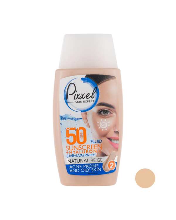 کرم ضد آفتاب رنگی SPF50 پیکسل Pixxle مناسب پوست چرب و دارای جوش رنگ بژ طبیعی حجم 50ml