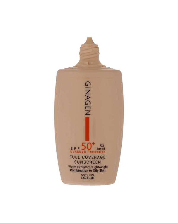 کرم ضد آفتاب رنگی SPF50 ژیناژن Ginagen مدل Full Coverage مناسب پوست چرب و مختلط بژ طبیعی شماره 03 حجم 50ml - تصویر 3