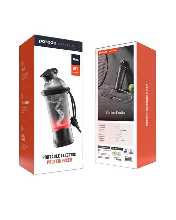 شیکر شارژی قابل حمل پرودو Porodo مدل LifeStyle Portable Electric Protein Mixer 550ML - تصویر 3