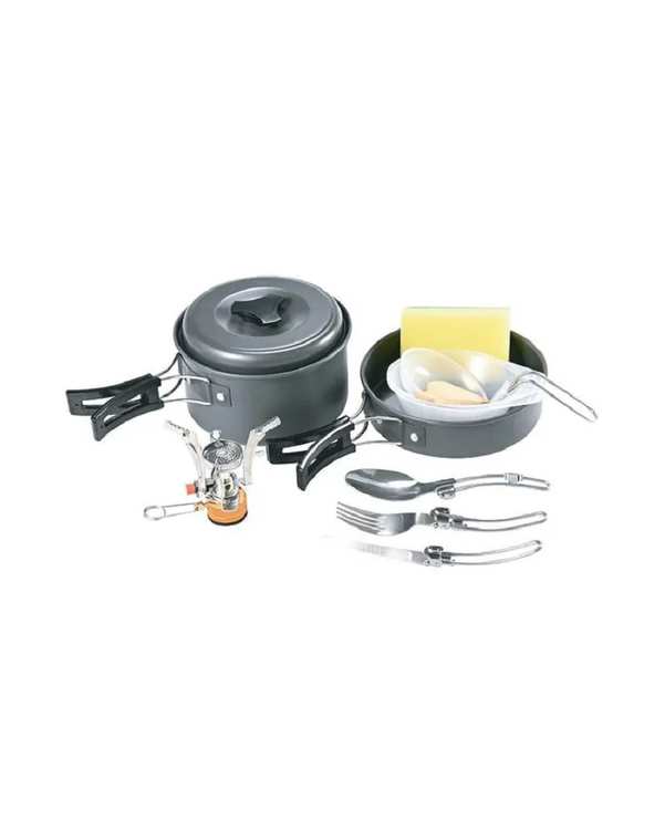 ست ظروف و گاز آشپزی کمپینگ ۱۰ تکه گرین لاین Green lion مدل 10in1 camping cookware