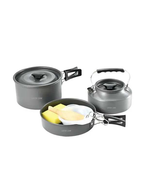 ست ظروف و گاز آشپزی کمپینگ 7 تکه گرین لاین Green Lion مدل 7 IN 1 Camping Cookware