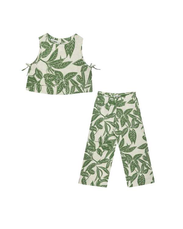 ست تاپ و شلوار دخترانه فیورلا Fiorella مدل green leaves کد 45021