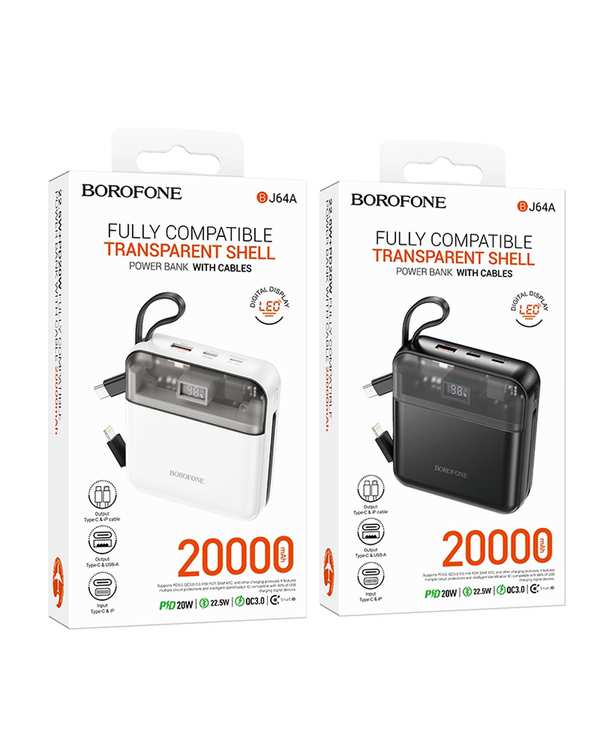 پاور بانک سفید بروفون BOROFONE مدل BJ64A 22.5W ظرفیت 20000 میلی آمپر ساعت - تصویر 6