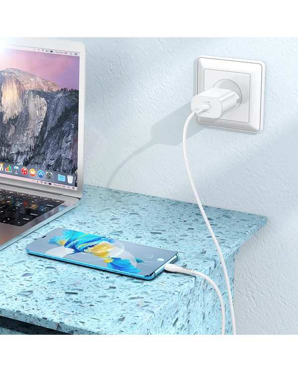 شارژر 25 وات سفید هوکو HOCO مدل N22 به همراه کابل تایپ سی به تایپ سی - تصویر 8