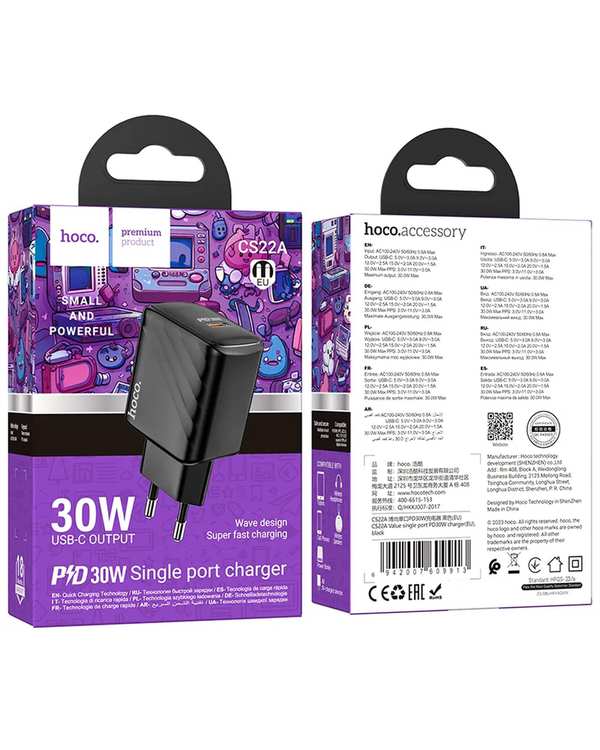 شارژر 30 وات مشکی هوکو HOCO مدل CS22A USB - تصویر 8