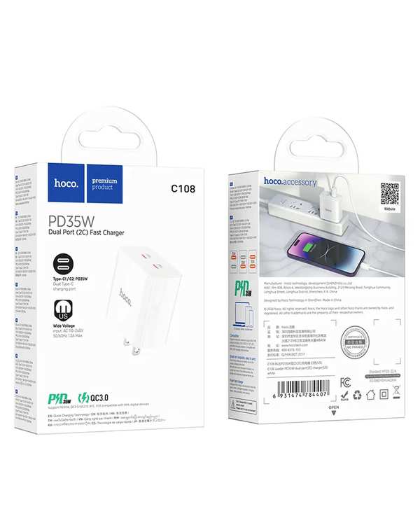 شارژر 35 وات سفید هوکو HOCO مدل C108 USB - تصویر 9