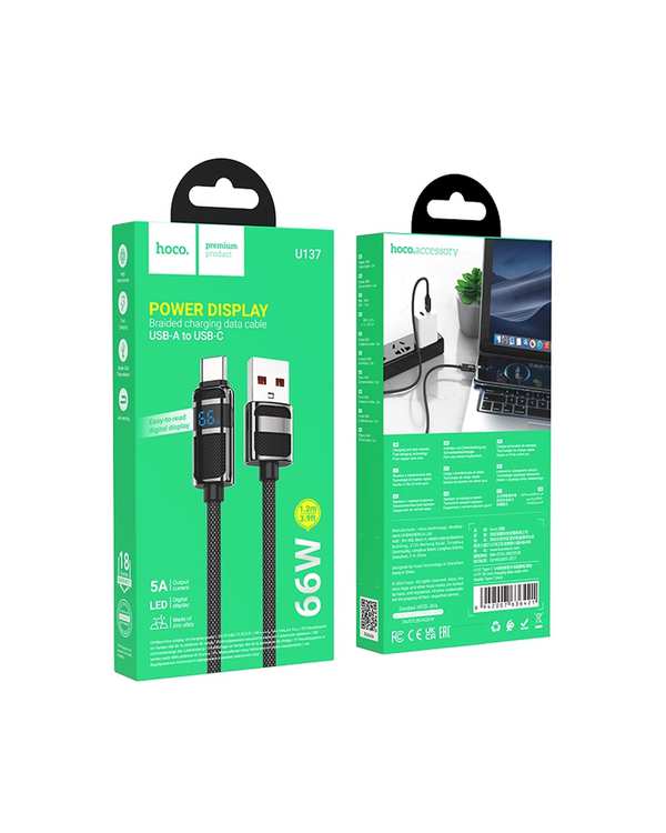کابل شارژ 5 آمپر تایپ سی مشکی هوکو HOCO مدل U137 - تصویر 5