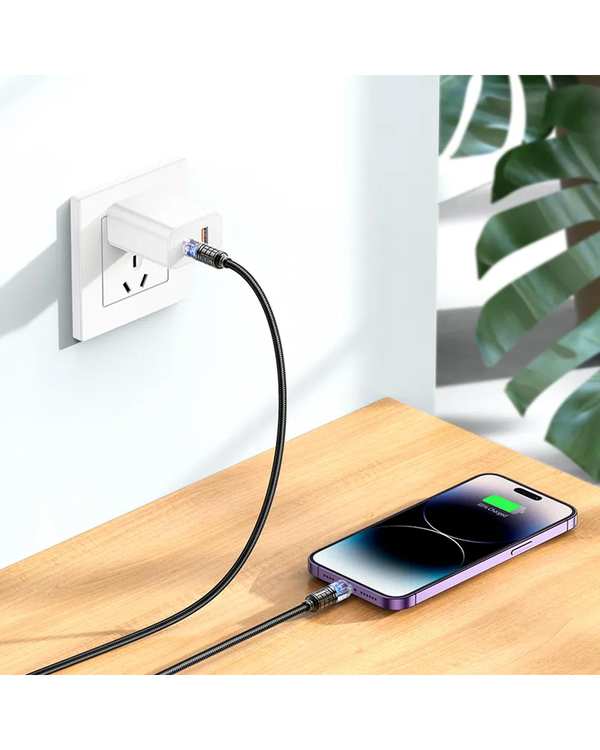 کابل شارژ 27 وات مشکی هوکو HOCO مدل U122 با سری تایپ سی تو لایتنینگ - تصویر 7