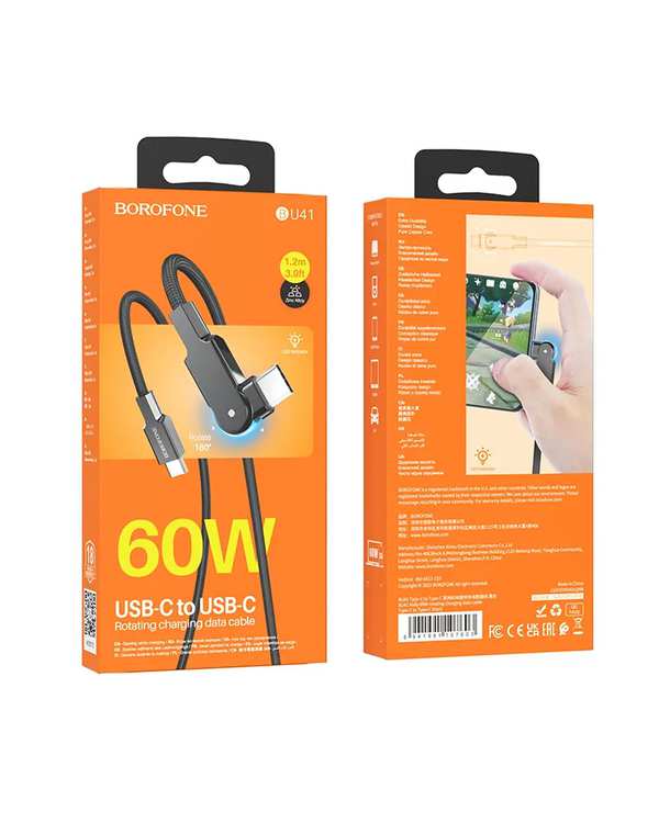کابل شارژ 60 وات مشکی بروفون BOROFONE مدل BU41 با سری تایپ سی به تایپ سی - تصویر 9