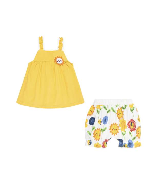 ست تاپ و شلوارک دخترانه نوزادی فیورلا Fiorella مدل happy sun کد 25021