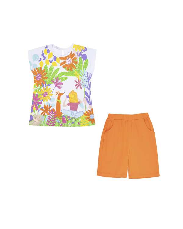 ست تی شرت و شلوارک دخترانه فیورلا Fiorella مدل دختر زیبا کد 35016