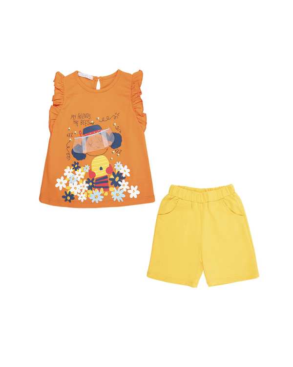 ست تاپ و شلوارک دخترانه فیورلا Fiorella مدل کندوی عسل کد 35017
