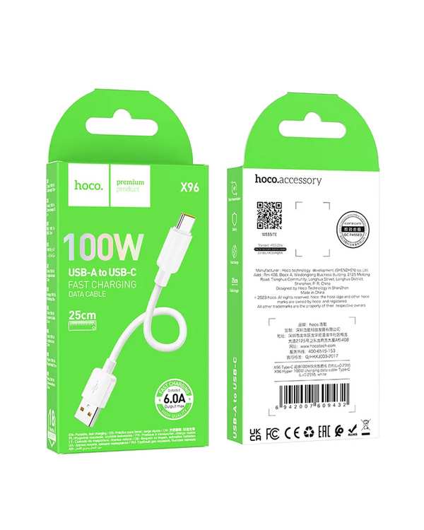 کابل شارژ سفید هوکو HOCO مدل X96 TYPE-C 100W-25CM - تصویر 5