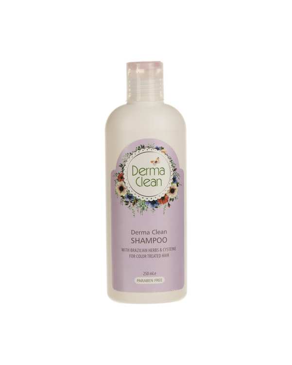 شامپو تثبیت کننده رنگ مو درماکلین Derma Clean حاوی روغن گیاهان برزیلی و سیستئین 250ml