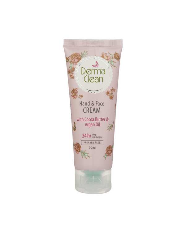کرم دست و صورت درماکلین Derma Clean حاوی کوکوباتر و روغن آرگان حجم 75ml