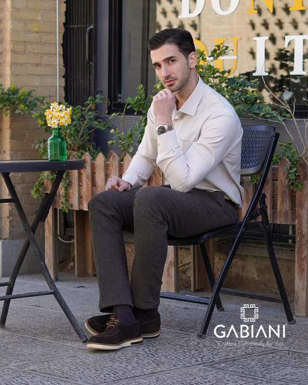 کفش چرم مردانه قهوه ای گابیانی Gabiani مدل هامون - تصویر 5