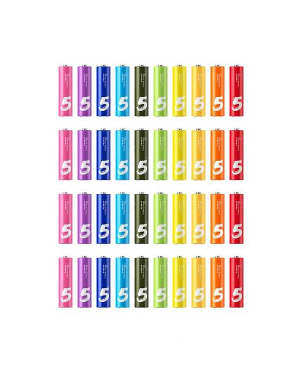 باتری قلمی رنگین کمانی شیائومی Xiaomi مدل Zimi ZI5 Alkaline Battery بسته 40 عددی
