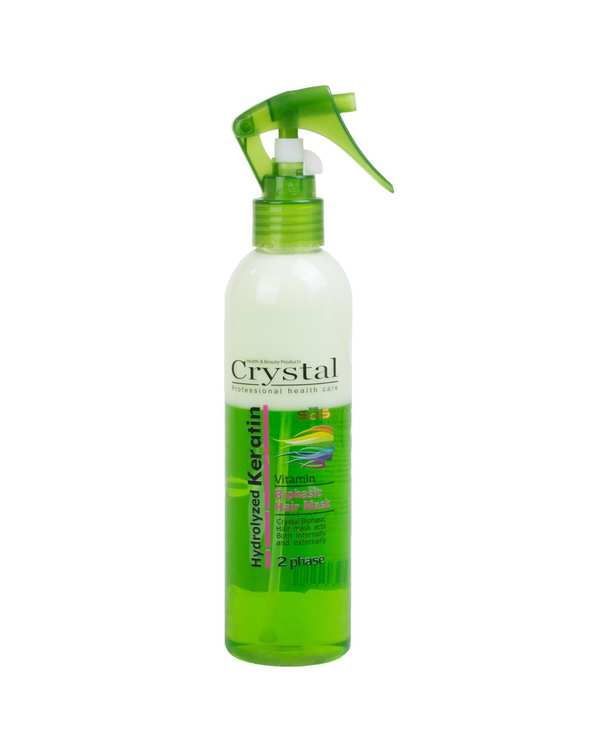 اسپری مو دو فاز کراتینه کریستال Crystal مناسب مو خشک و آسیب دیده حجم 250ml